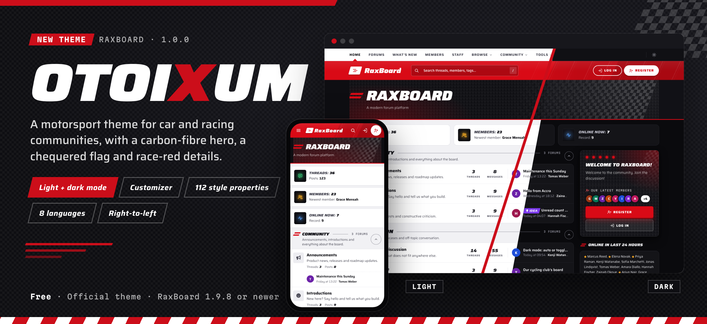 Otoixum 1.0.0 — a motorsport theme for RaxBoard